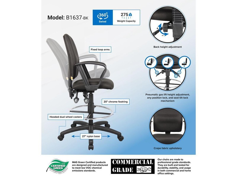 BOSS Office Products B1637-BK Drafting & Medical Stools gallery