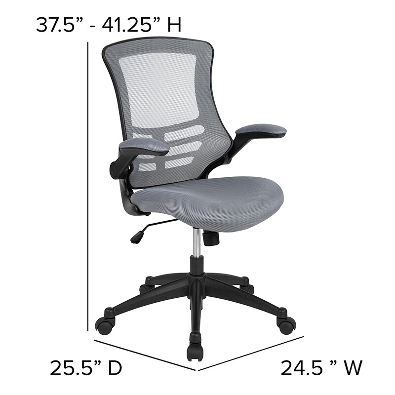 Mid-Back Dark Gray Mesh Swivel Ergonomic Task Office Chair with Flip-Up Arms gallery