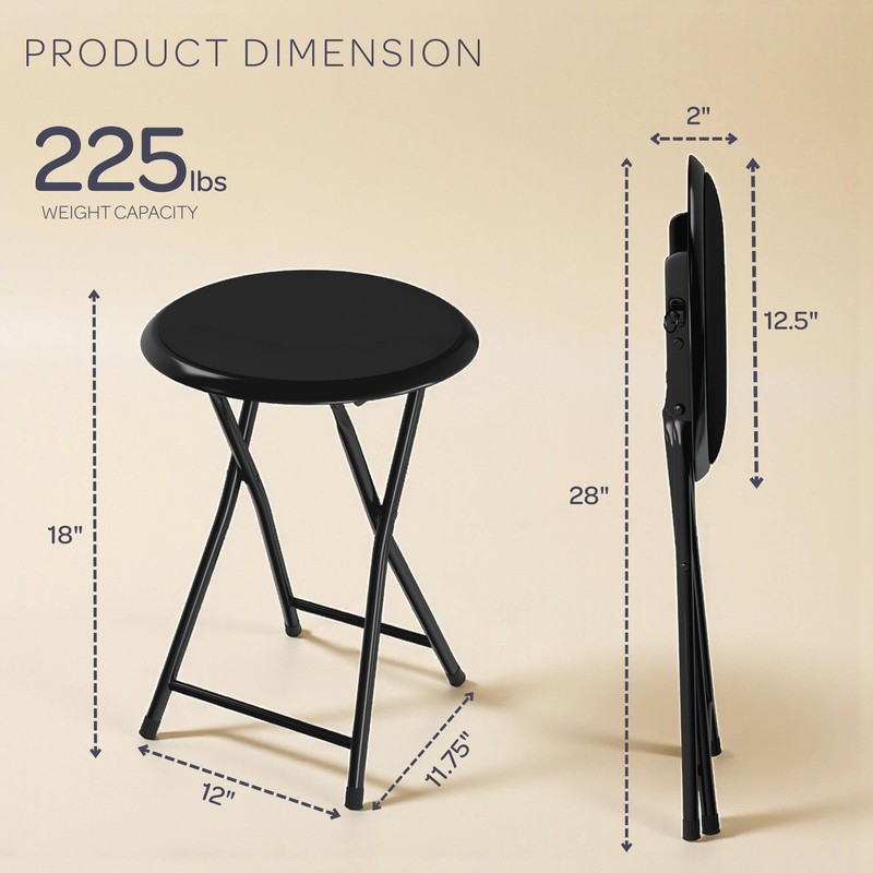 Folding Stool - Backless 18-Inch Stool with 225lb Capacity for Kitchen or Rec... gallery