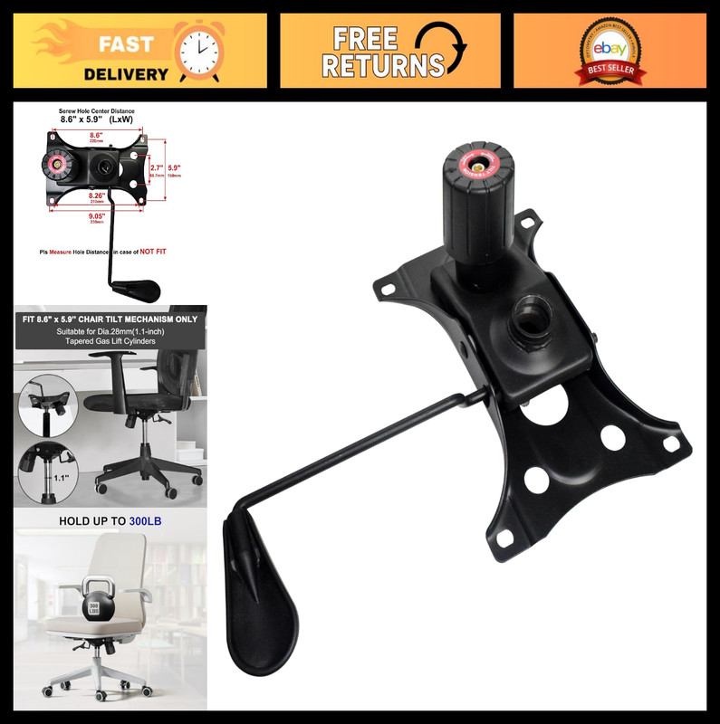 Heavy Duty Office Chair Tilt Mechanism Replacement Parts, 300 Lbs Capacity, 5.9″