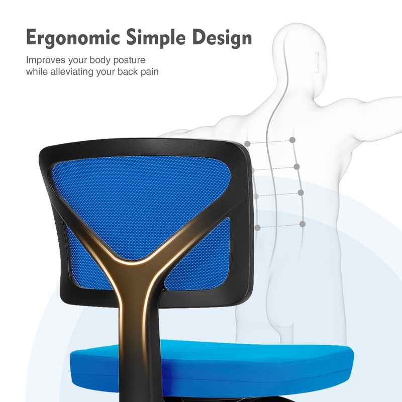 Mesh Task Chair W/ Padded Seat Home Office Blue gallery