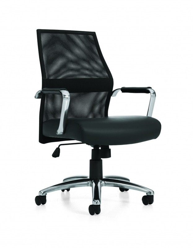 Offices to Go Set of 10 Mesh Back Tilter Conference Chairs w/ Black Luxhide Seat gallery