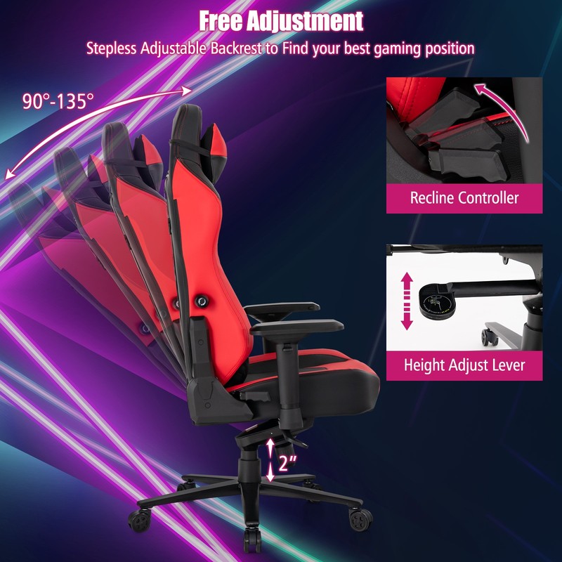 Gaming Chair 360° Swivel Computer Reclining Height Adjustable 4D Armrest Red gallery
