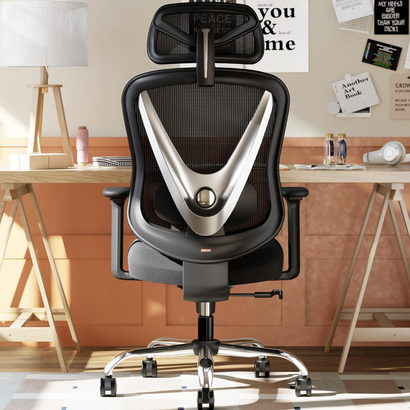 Ergonomic Mesh Office Chair – 3D Adjustable Lumbar Support & 3D Armrests, V-Shap