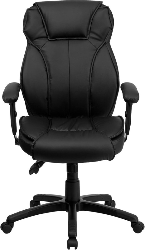 Ergonomic High Back Black Leather Executive Office Chair with Lumbar Support