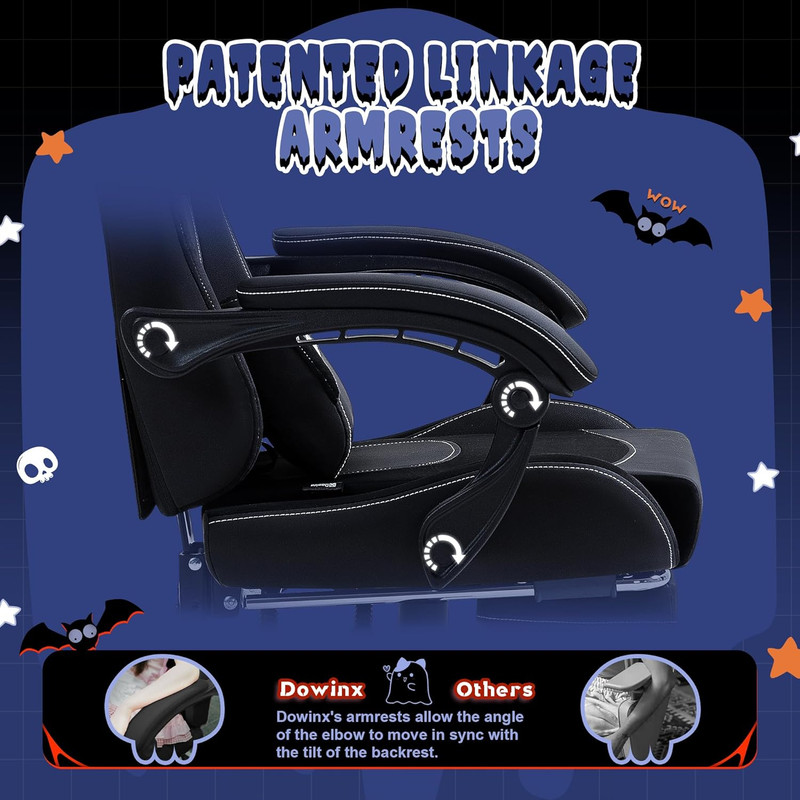 Dowinx Gaming Chair with Cat Ears and Massage Lumbar Support, Ergonomic Computer gallery