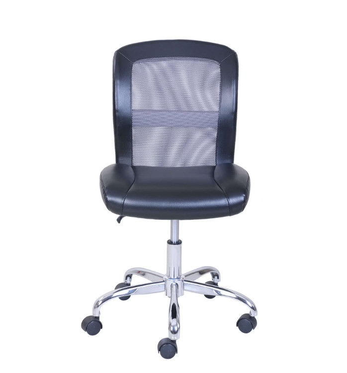Mid Back Mesh Task Office Chair Vinyl Seat Ergonomic Swivel Desk Black Gray