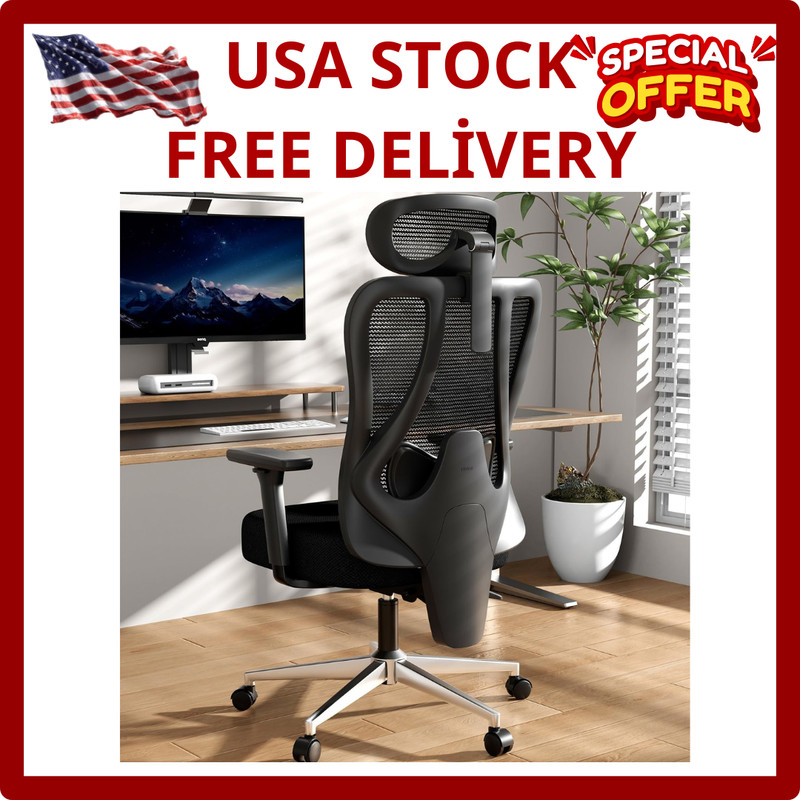 Hbada P3 Pro Ergonomic Office Chair with 2D 2' 3.75" x 3' 4", Black