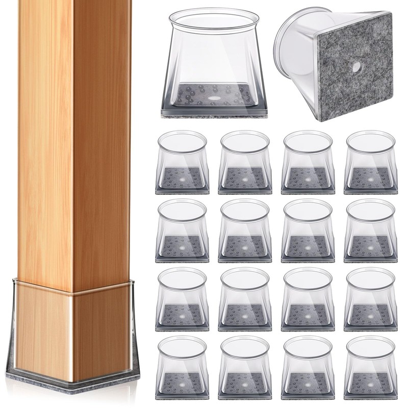 32 Pcs Square Chair Leg Floor Protectors for Hardwood M, Clear-32pcs
