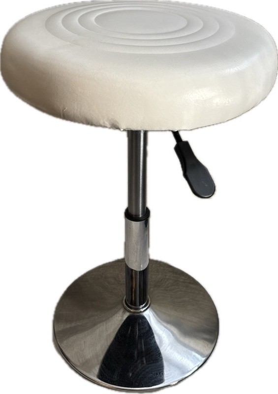 Chantal Round PU Leather Shop Stool Chair Height Adjustable One Size White WORKS