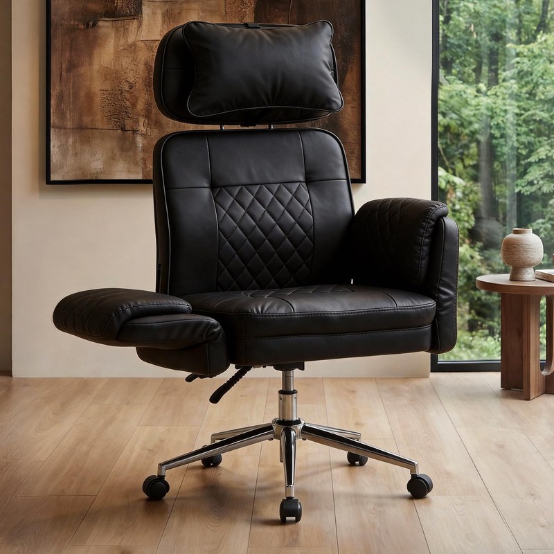 Big and Tall Office Chair – Criss Cross Leather High Back Executive Office Ch…
