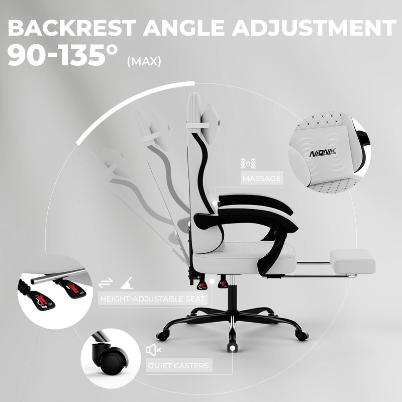 Gaming Chair with Massage Ergonomic PC Gaming Chair Computer Chair with Footrest gallery