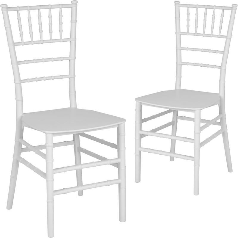 Flash Furniture 2 Pack HERCULES White Resin Stacking Chiavari Chair