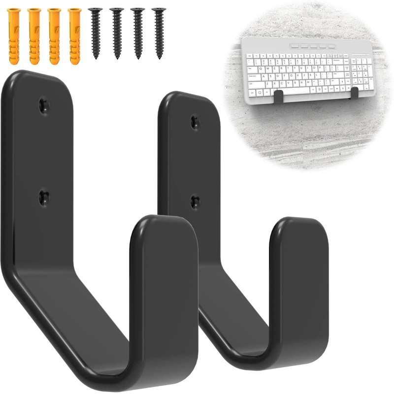 2-in-1 Keyboard Wall Mount – Metal Hanger with Adhesive & Screws, Fits Mechan…