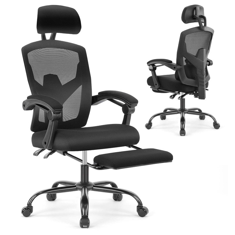 HOMEFLA Ergonomic High Back Mesh Office Chair with Footrest and Armrests Wheels