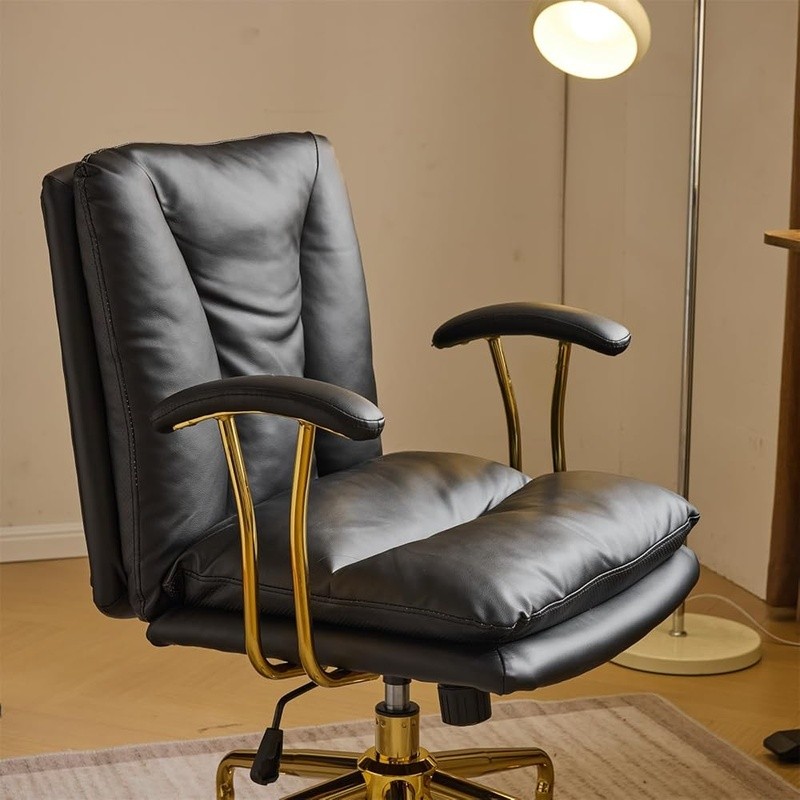 Ergonomic Office Chair W/ Gold Armrests Memory Foam Adjustable Height Casters US gallery