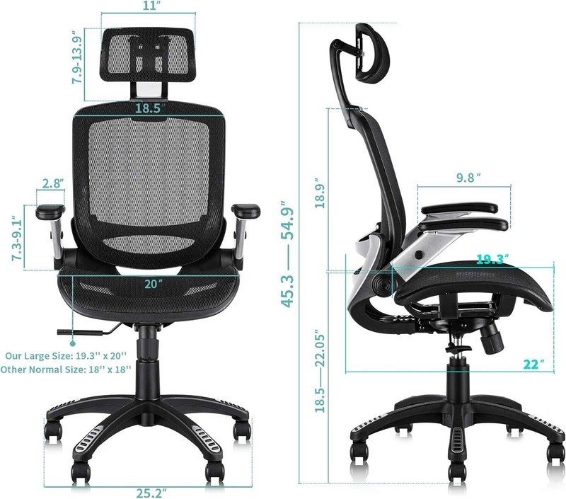 Ergonomic Mesh Office Chair Adjustable Headrest Flip-Up Arms Computer Task Chair gallery