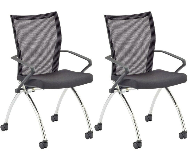 Mayline Valore High-Back Office Chair Black Mesh Set of 2 Chrome Tilt