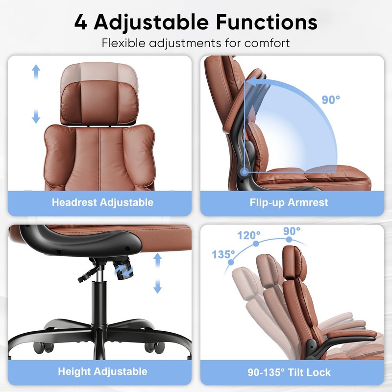 Ergonomic Executive Office Chair with Adjustable Headrest & 90° Flip-Up Arms,... gallery