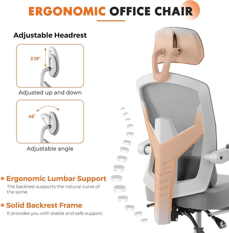 Office Computer Desk Chair W/ Footrest,Ergonomic High-Back Mesh Rolling Work gallery