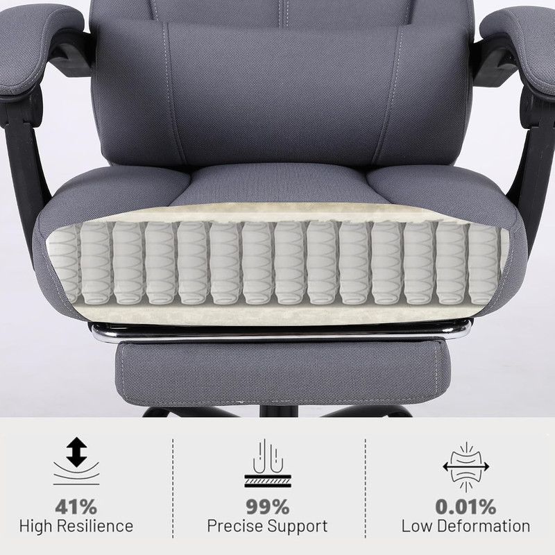Ergonomic Gaming Chair with Massage Cushion & Adjustable Support, Grey gallery