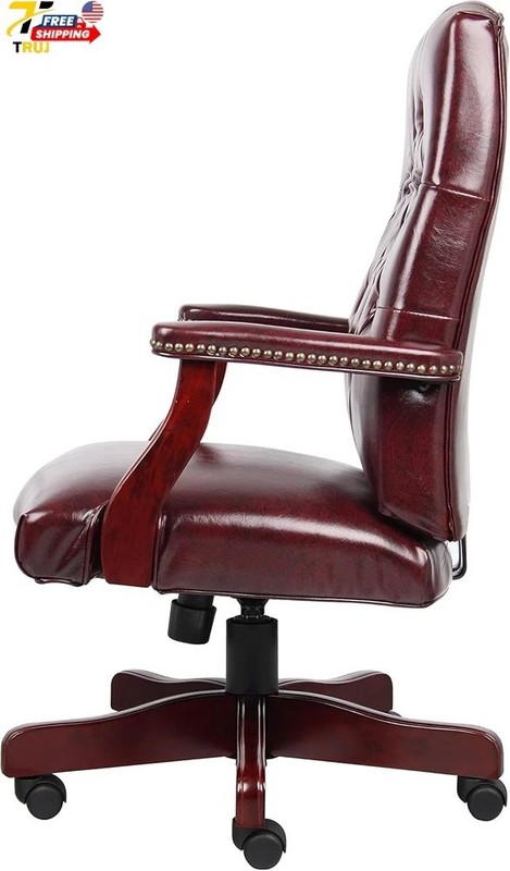 Classic Executive Caressoft Chair with Mahogany Finish in Burgundy High-Back B90 gallery