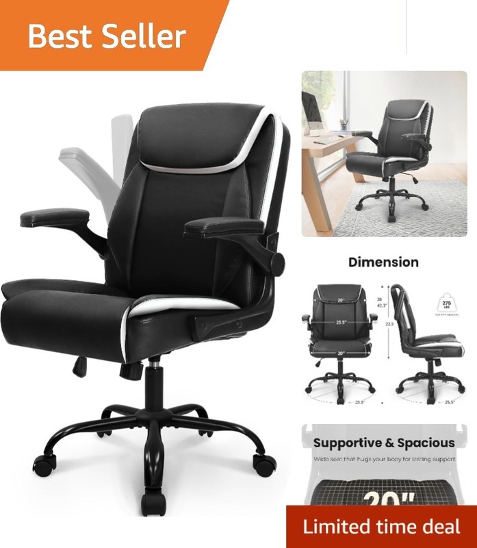 Versatile Mid-Back Executive Chair with 360° Swivel & Padded Armrests in Black
