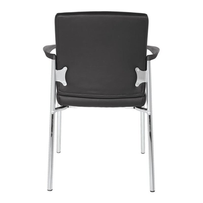 Scranton & Co Black Faux Leather Guest Chair with Chrome Frame gallery