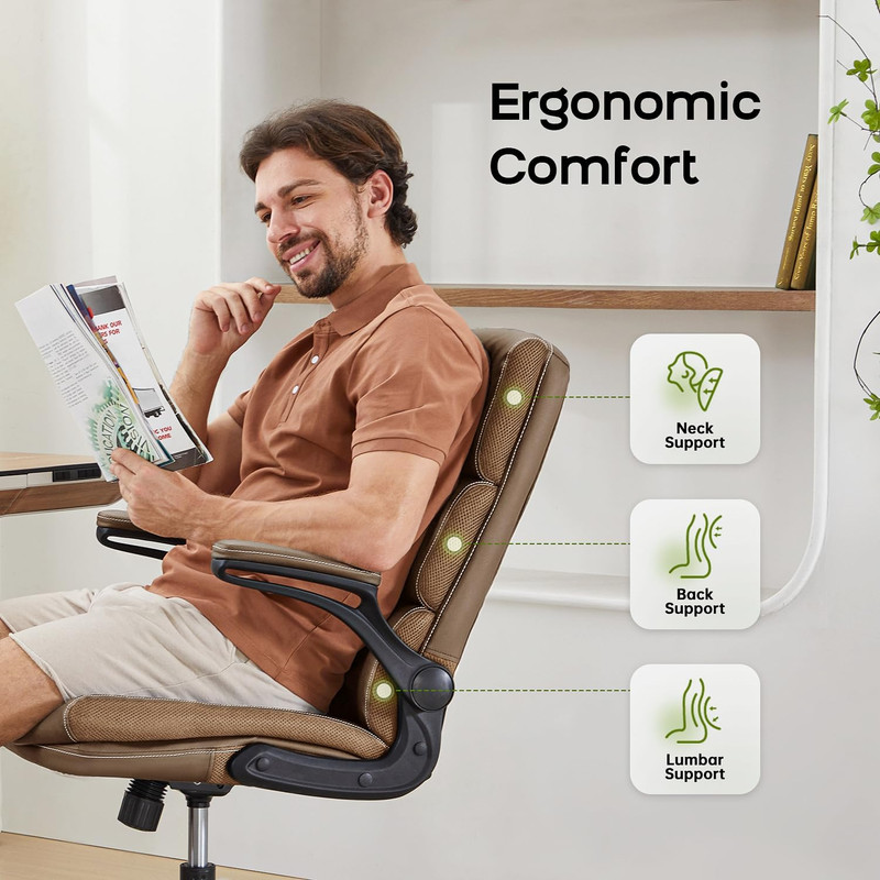 Office Chair Adjustable Desk Chair Mid Back Executive Comfortable Bonded Leather gallery