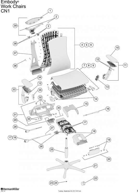 Genuine Herman Miller Embody Chair Replacement Base Frame Titanium U1B4YGF-XT gallery