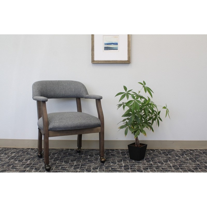 Boss Modern Captain's Chair in Slate Grade Commercial Grade Linen With Casters gallery