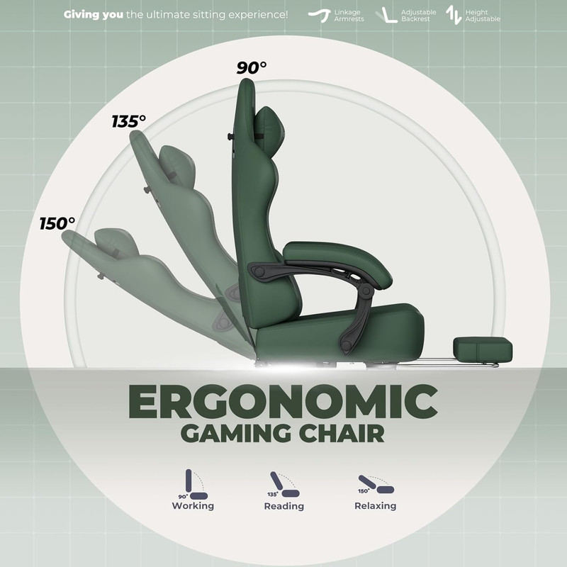 Gaming Chair with Pocket Spring Cushion, Big and Tall Gamings Chairs 350LBS High gallery