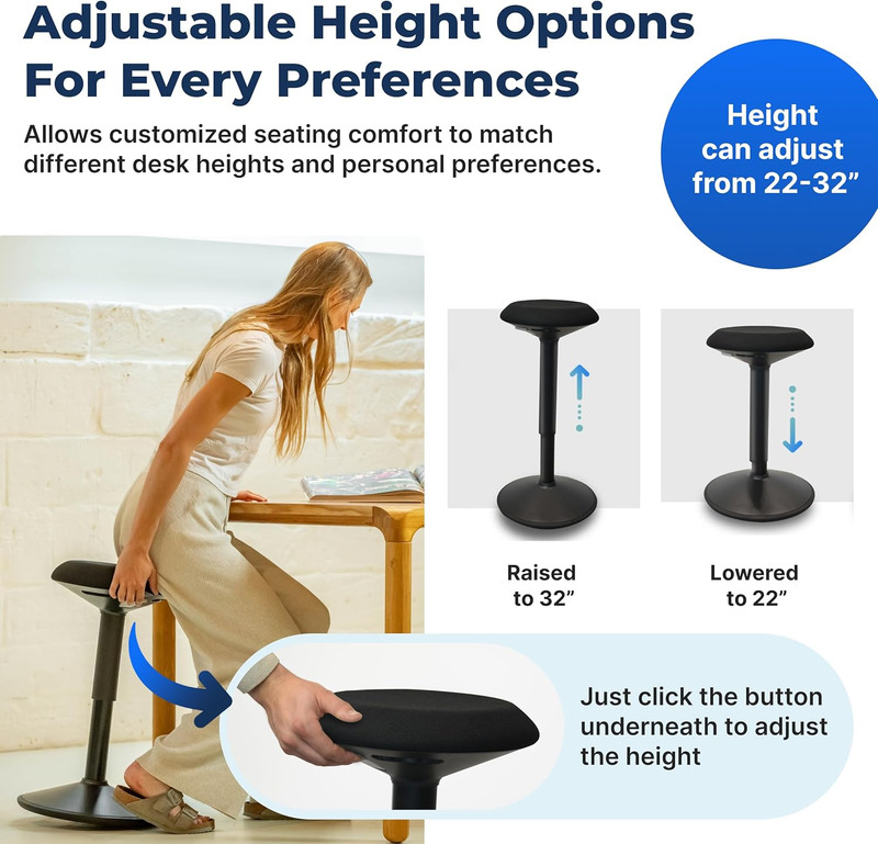 Standing Desk Stool Chair, Height Adjustable Stool 21-31 Inch for Office and Cla gallery