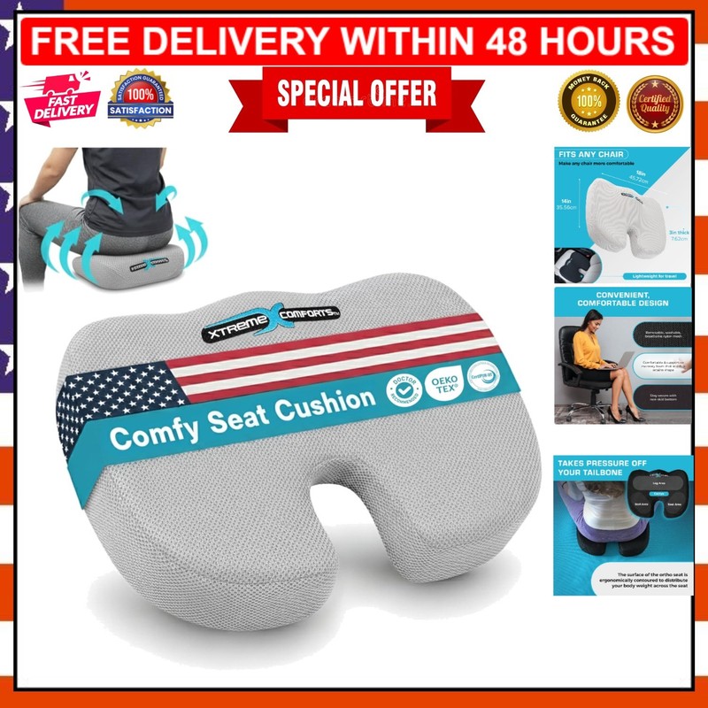Versatile Seat Cushion for Car, Office & Wheelchair - Infused with Memory Foam