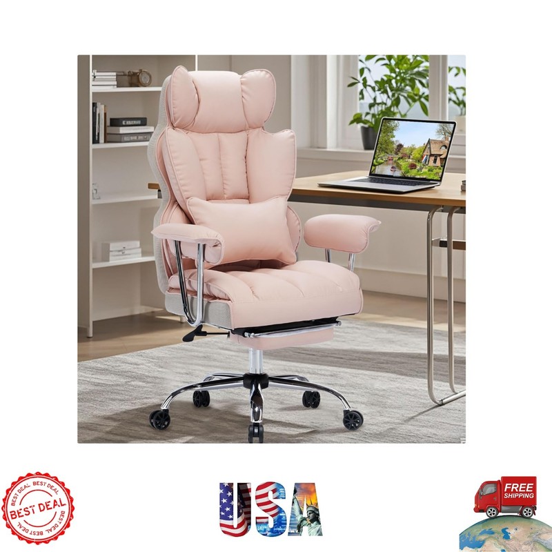 Stately Heavy Duty Office Chair for Big and Tall – 400LBS with Luxury Footrest