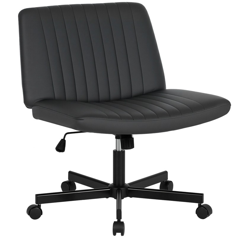 Criss Cross Chair Wide, Armless Office Desk Chair,Backrest Vanity Chair w/Wheels