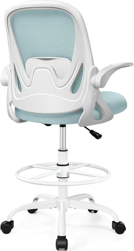 Drafting Chair Tall Office Chair with Flip-Up Armrests, Adjustable Height, and E