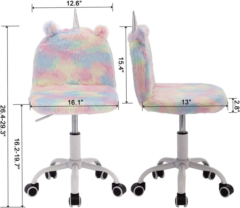 Cute Fuzzy Kids Chair Funny Rolling Study Desk Chair Colorful Girls Vanity Sw... gallery
