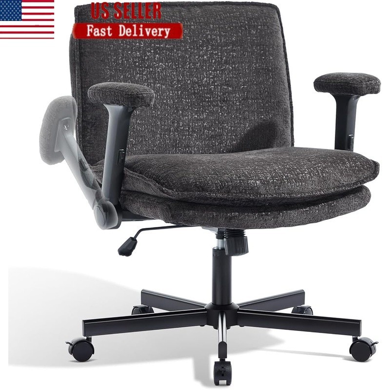 Height Adjustable Flip-Up Armrest Office Chair Lockable Wheels Plush Comfort New