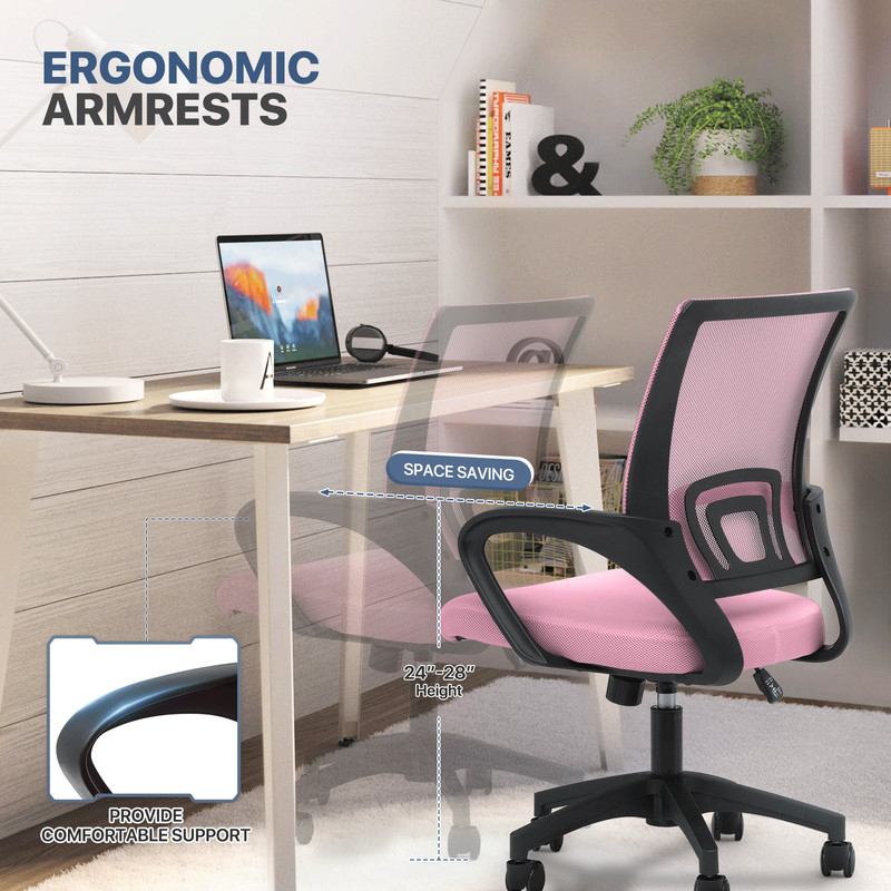 1Pc Height Adjustable Swivel Computer Home Office Ergonomic Desk Mesh Chair Pink gallery
