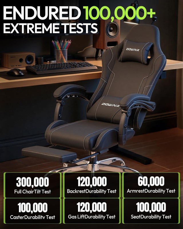 Ergonomic Gaming Chair W/ Footrest & Massage Lumbar 2D-Linkage Armrests Computer gallery
