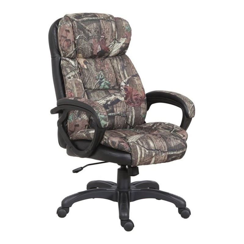 Pemberly Row 45.25″ Fabric Executive Chair in Mossy Oak/Black
