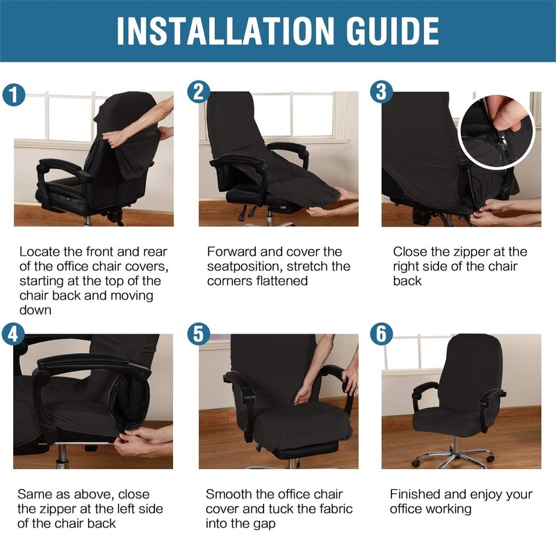 Velvet Home Office Stretchable Computer Desk Chair Covers Mid High Back Black gallery