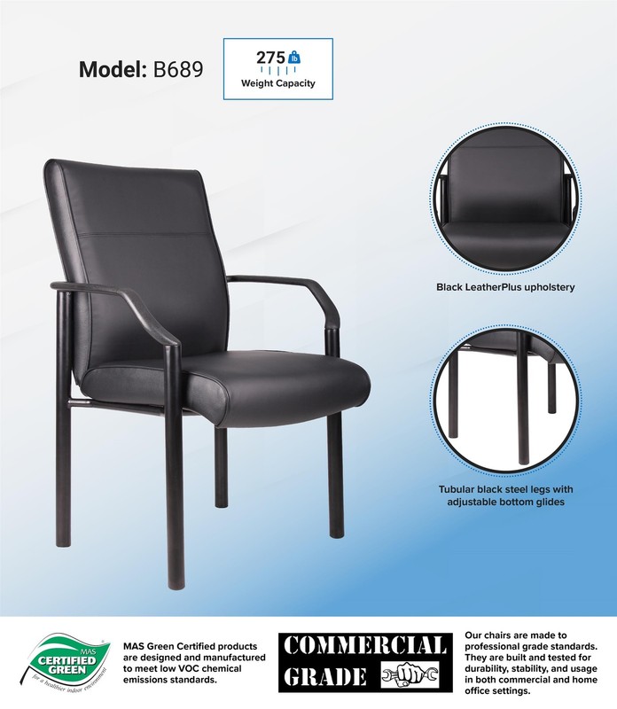 Boss Office Products Metal 4 Leg Side Guest Chair in Leather Plus gallery