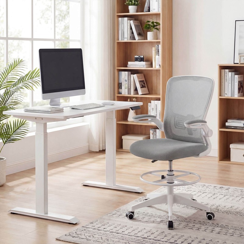 Home Office Drafting Chair w/Flip-Up Armrests Adjustable Footrest Ring for Study gallery