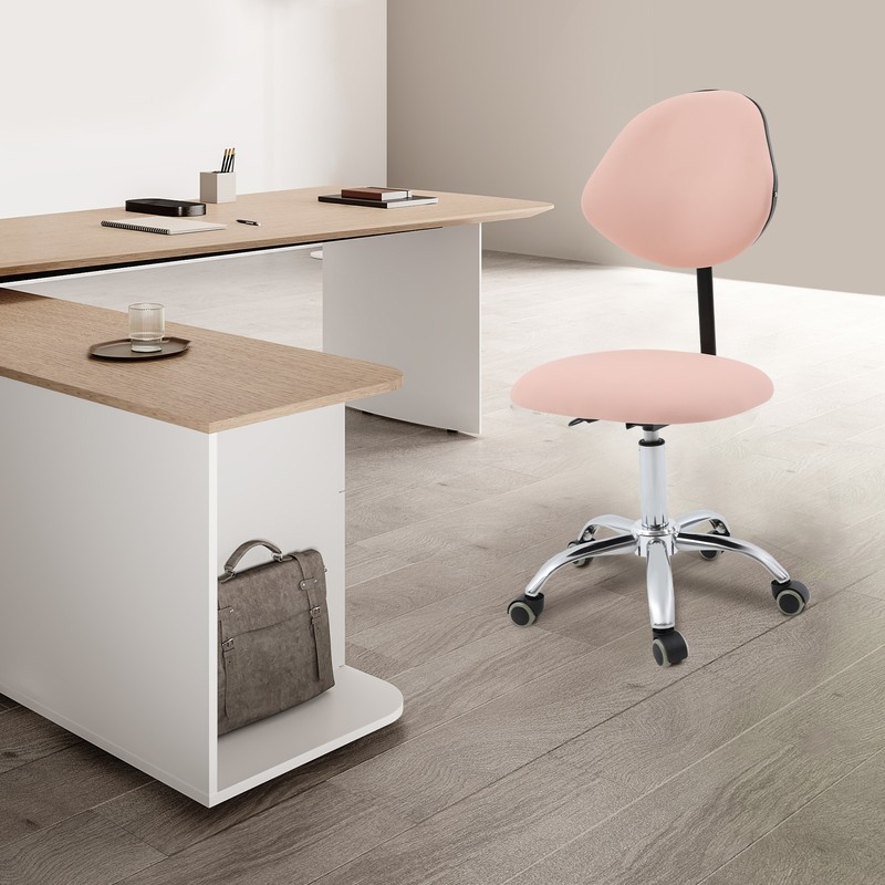 Adjustable Saddle Swivel Chair Ergonomic Rolling Stool w/ Backrest for Office gallery