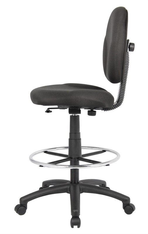 Boss Office Products Stand Up Fabric Drafting Stool with Foot Rest in Black gallery