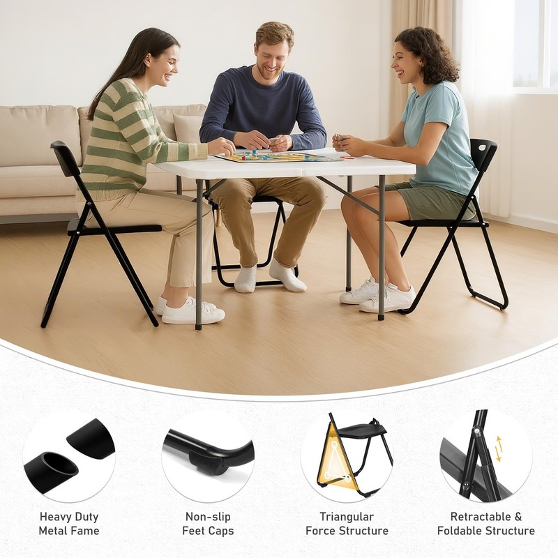 LING RONG Black Plastic Folding Chairs 10 Pack, Lightweight 10Pack, gallery