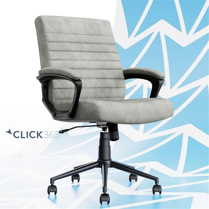 Pemberly Row Ergonomic Mid Back Desk Chair Vegan Leather Gray gallery