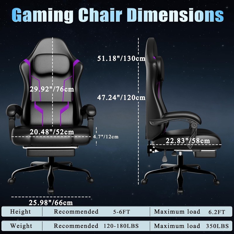 Ergonomic Gaming Chair Video Game Chair W/ Pocket Spring Cushion & Footrest gallery